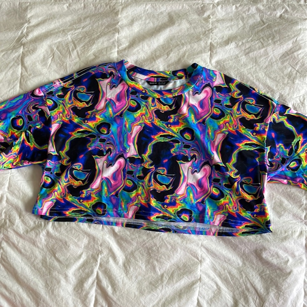 Psychedelic Cropped T Shirt
